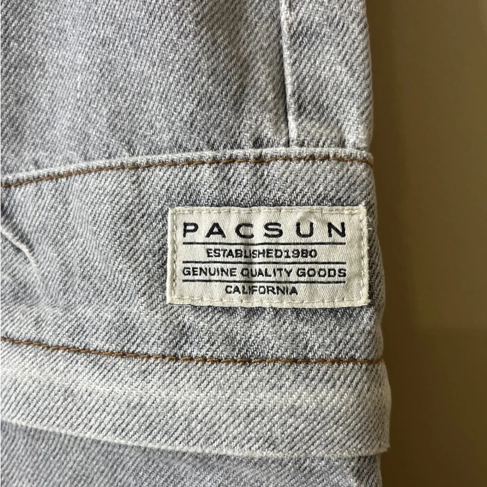 PacSun Baggy Cargo Jeans 34x32 Grey Denim Skater Gorpcore Y2K Streetwear Pant